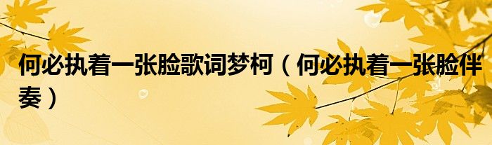 何必執(zhí)著一張臉歌詞夢(mèng)柯（何必執(zhí)著一張臉伴奏）