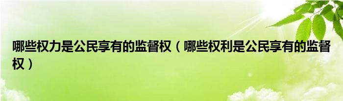 哪些權力是公民享有的監(jiān)督權（哪些權利是公民享有的監(jiān)督權）
