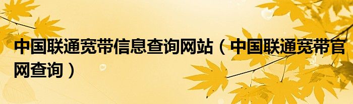 中國聯(lián)通寬帶信息查詢網(wǎng)站（中國聯(lián)通寬帶官網(wǎng)查詢）
