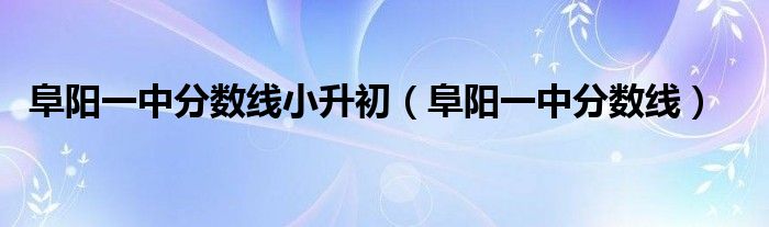 阜陽一中分數(shù)線小升初（阜陽一中分數(shù)線）