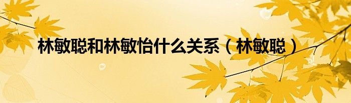 林敏聰和林敏怡什么關(guān)系（林敏聰）