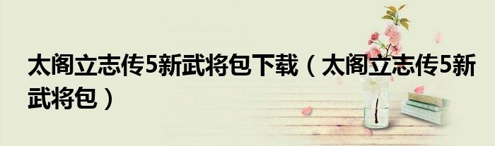 太閣立志傳5新武將包下載（太閣立志傳5新武將包）