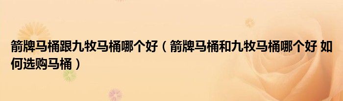 箭牌馬桶跟九牧馬桶哪個好（箭牌馬桶和九牧馬桶哪個好 如何選購馬桶）