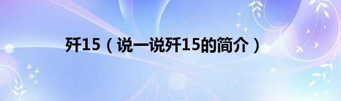 殲15（說(shuō)一說(shuō)殲15的簡(jiǎn)介）