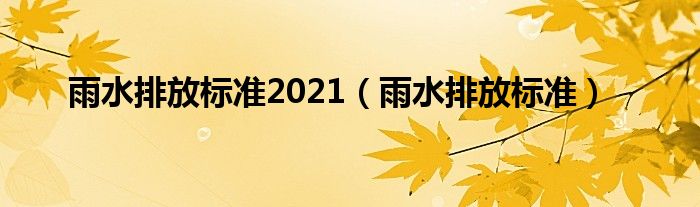 雨水排放標準2021（雨水排放標準）