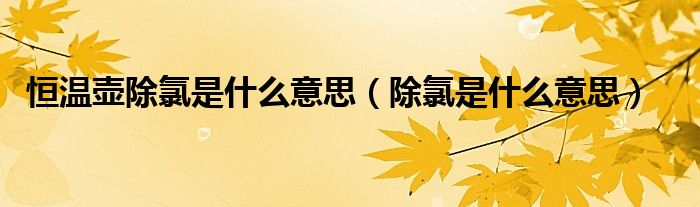 恒溫壺除氯是什么意思（除氯是什么意思）