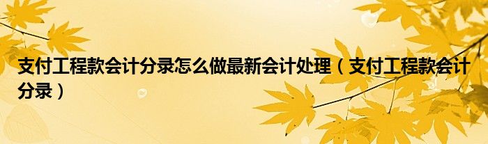 支付工程款會計分錄怎么做最新會計處理（支付工程款會計分錄）