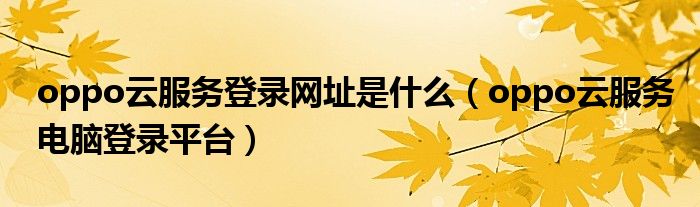 oppo云服務(wù)登錄網(wǎng)址是什么（oppo云服務(wù)電腦登錄平臺(tái)）