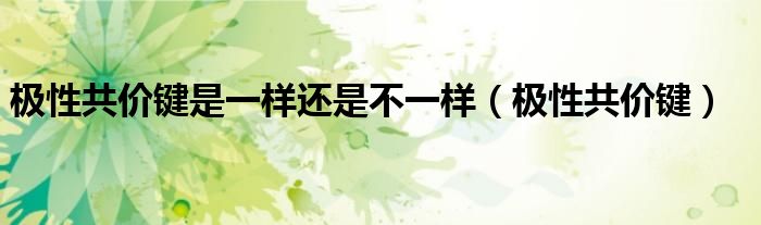 極性共價(jià)鍵是一樣還是不一樣（極性共價(jià)鍵）