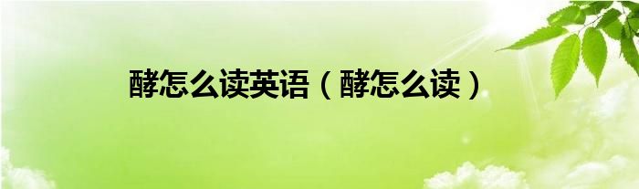 酵怎么讀英語（酵怎么讀）