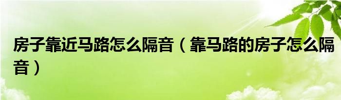 房子靠近馬路怎么隔音（靠馬路的房子怎么隔音）