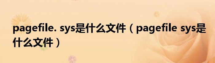 pagefile. sys是什么文件（pagefile sys是什么文件）