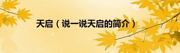 天啟（說一說天啟的簡介）