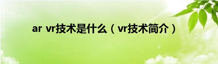 ar vr技術(shù)是什么（vr技術(shù)簡介）