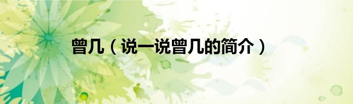 曾幾（說一說曾幾的簡介）