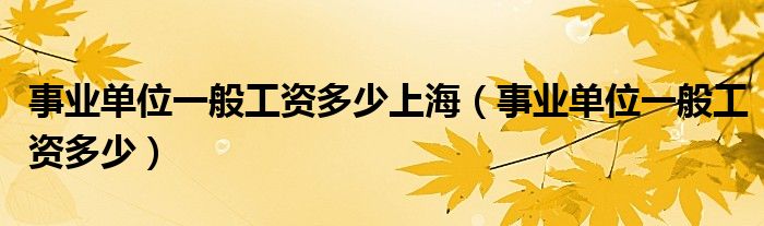 事業(yè)單位一般工資多少上海（事業(yè)單位一般工資多少）