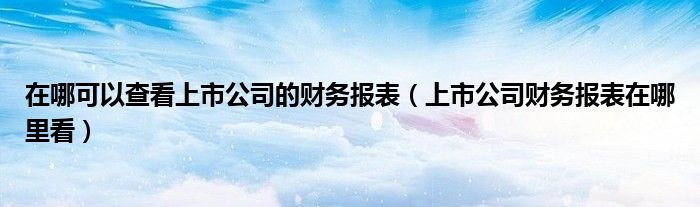 在哪可以查看上市公司的財務(wù)報表（上市公司財務(wù)報表在哪里看）