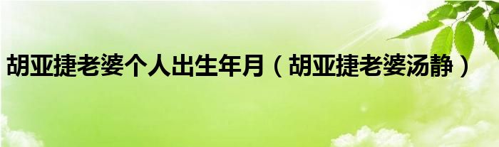 胡亞捷老婆個人出生年月（胡亞捷老婆湯靜）