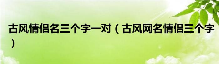 古風(fēng)情侶名三個(gè)字一對(duì)（古風(fēng)網(wǎng)名情侶三個(gè)字）