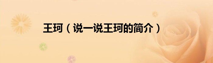王珂（說一說王珂的簡(jiǎn)介）