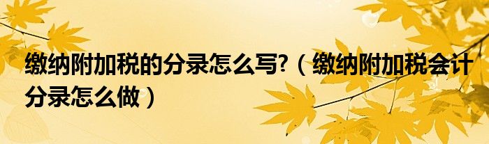繳納附加稅的分錄怎么寫?（繳納附加稅會計分錄怎么做）