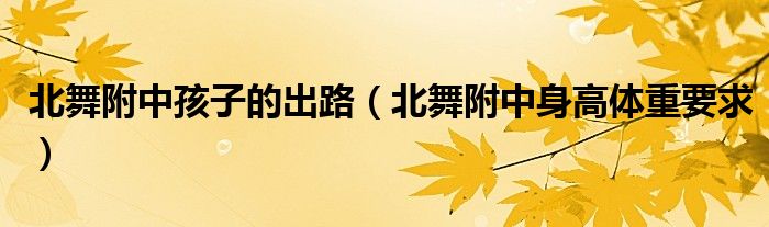 北舞附中孩子的出路（北舞附中身高體重要求）