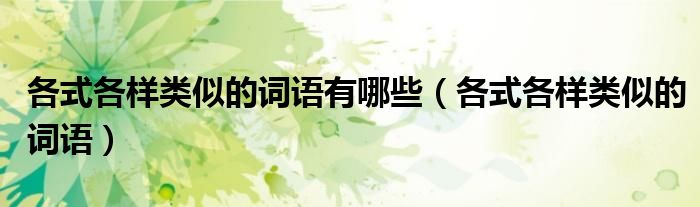 各式各樣類似的詞語有哪些（各式各樣類似的詞語）