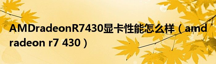 AMDradeonR7430顯卡性能怎么樣（amd radeon r7 430）