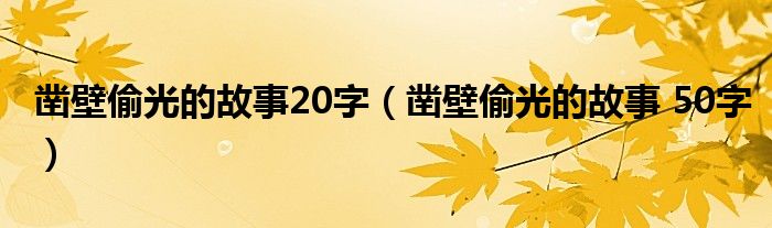 鑿壁偷光的故事20字（鑿壁偷光的故事 50字）