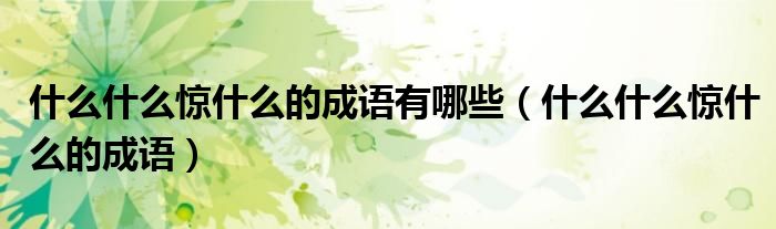 什么什么驚什么的成語有哪些（什么什么驚什么的成語）