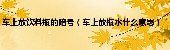 車上放飲料瓶的暗號（車上放瓶水什么意思）