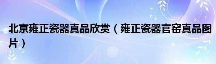 北京雍正瓷器真品欣賞（雍正瓷器官窯真品圖片）
