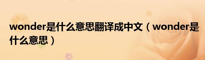 wonder是什么意思翻譯成中文（wonder是什么意思）
