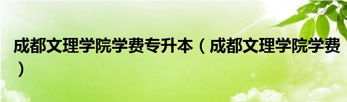 成都文理學(xué)院學(xué)費(fèi)專升本（成都文理學(xué)院學(xué)費(fèi)）