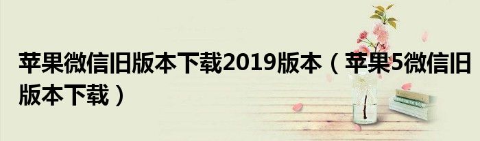 蘋果微信舊版本下載2019版本（蘋果5微信舊版本下載）