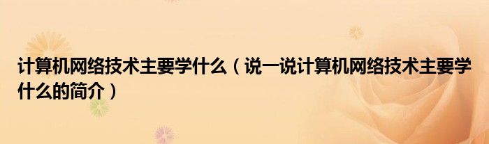 計(jì)算機(jī)網(wǎng)絡(luò)技術(shù)主要學(xué)什么（說(shuō)一說(shuō)計(jì)算機(jī)網(wǎng)絡(luò)技術(shù)主要學(xué)什么的簡(jiǎn)介）