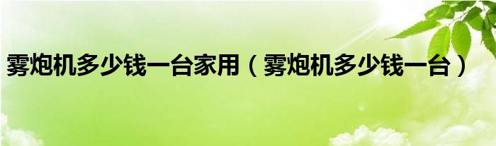 霧炮機多少錢一臺家用（霧炮機多少錢一臺）
