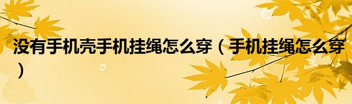 沒有手機殼手機掛繩怎么穿（手機掛繩怎么穿）
