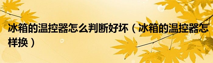 冰箱的溫控器怎么判斷好壞（冰箱的溫控器怎樣換）
