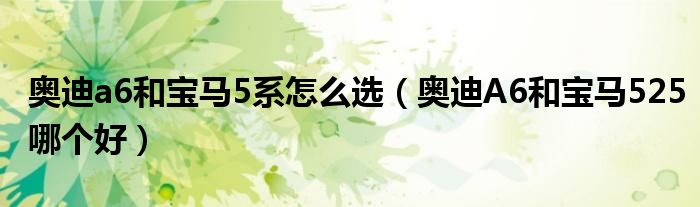 奧迪a6和寶馬5系怎么選（奧迪A6和寶馬525哪個(gè)好）