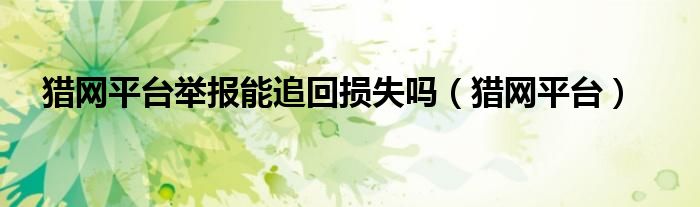 獵網(wǎng)平臺(tái)舉報(bào)能追回?fù)p失嗎（獵網(wǎng)平臺(tái)）