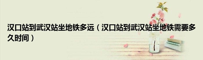 漢口站到武漢站坐地鐵多遠(yuǎn)（漢口站到武漢站坐地鐵需要多久時(shí)間）