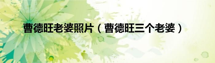 曹德旺老婆照片（曹德旺三個老婆）