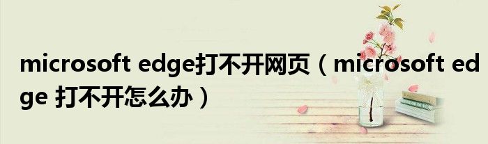 microsoft edge打不開網(wǎng)頁（microsoft edge 打不開怎么辦）