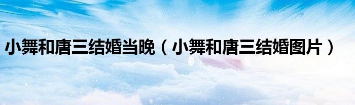 小舞和唐三結(jié)婚當(dāng)晚（小舞和唐三結(jié)婚圖片）