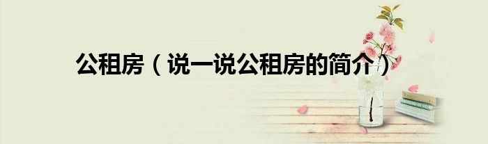 公租房（說一說公租房的簡介）