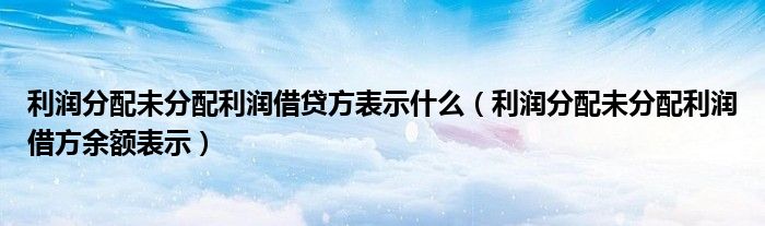 利潤(rùn)分配未分配利潤(rùn)借貸方表示什么（利潤(rùn)分配未分配利潤(rùn)借方余額表示）