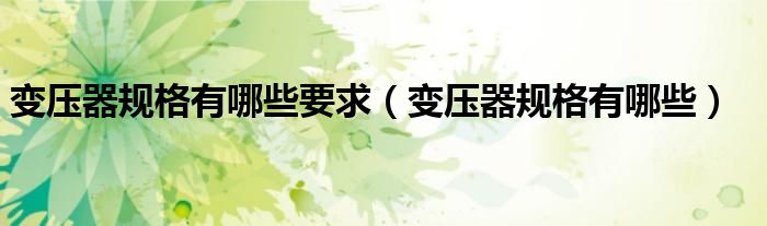 變壓器規(guī)格有哪些要求（變壓器規(guī)格有哪些）