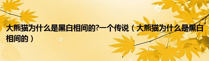 大熊貓為什么是黑白相間的?一個傳說（大熊貓為什么是黑白相間的）