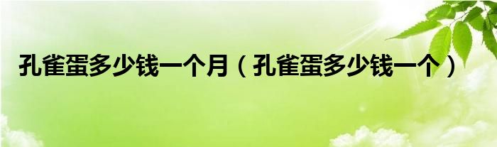 孔雀蛋多少錢一個(gè)月（孔雀蛋多少錢一個(gè)）